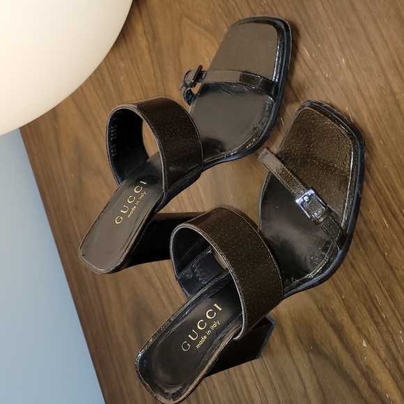 GUCCI heels sandals size 8 bronze stunning and fun - Picture 4 of 12